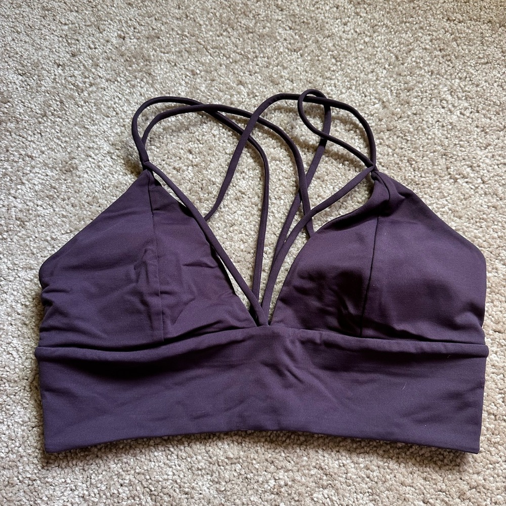 Lululemon Purple Pushing Limits Bra with Criss-Cross Strappy Design